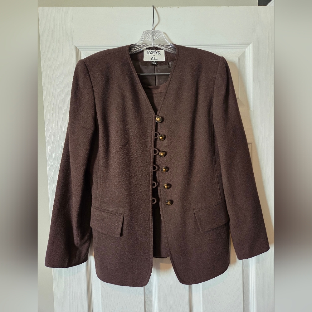 Kasper Women's Brown Blazer/skirt Suit Set Vintage